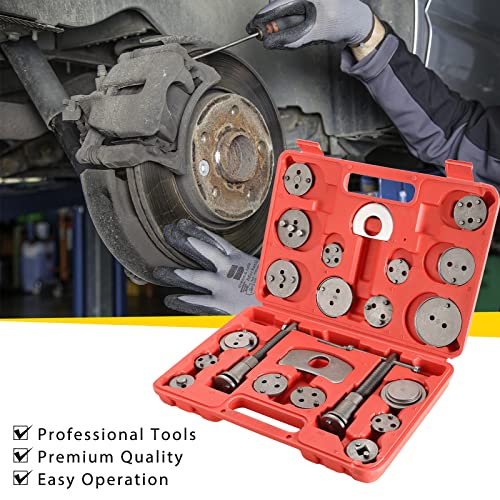Acymner 24PCS Disc Brake Caliper Tool Kit | Heavy Duty Disc Brake Piston Caliper Compressor Rewind Tool Set for Brake Pad Replacement Reset, Fits Most American European Japanese Autos (Red) - Image 5