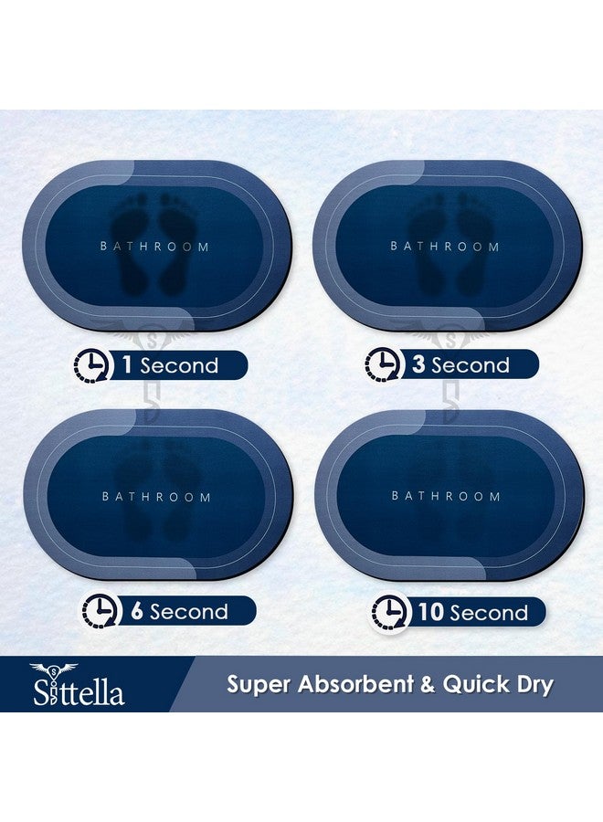 SITTELLA Rubber 1 Piece 3.5Mm Anti-Skid Water Soaking Bathroom Print Door,Oval Floor Bath Mat, Soft Quick Dry Water Absorbent Mat For Home Office 40X60Cm-Blue - Image 5