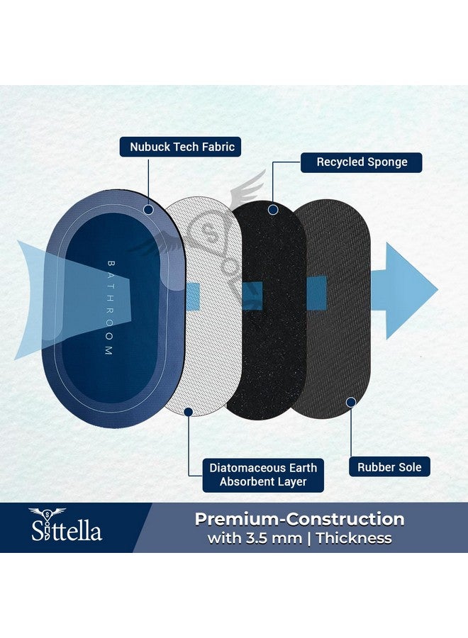 SITTELLA Rubber 1 Piece 3.5Mm Anti-Skid Water Soaking Bathroom Print Door,Oval Floor Bath Mat, Soft Quick Dry Water Absorbent Mat For Home Office 40X60Cm-Blue - Image 2