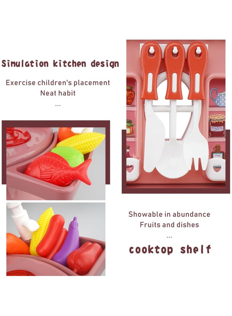 HaiLeTao Kitchen Toys Imitated Chef Light Music Pretend Cooking Food Play Dinnerware Set Safe Cute Children Girl Toy Gift Fun Game Toy Kitchen Sink with... - Image 2