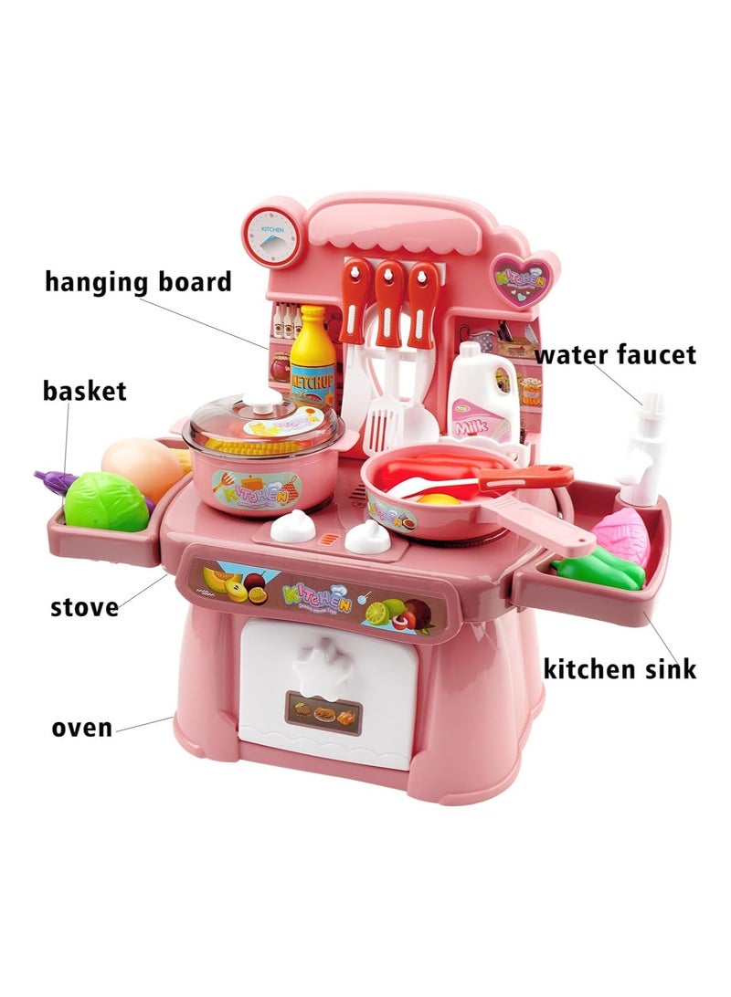 HaiLeTao Kitchen Toys Imitated Chef Light Music Pretend Cooking Food Play Dinnerware Set Safe Cute Children Girl Toy Gift Fun Game Toy Kitchen Sink with... - Image 5