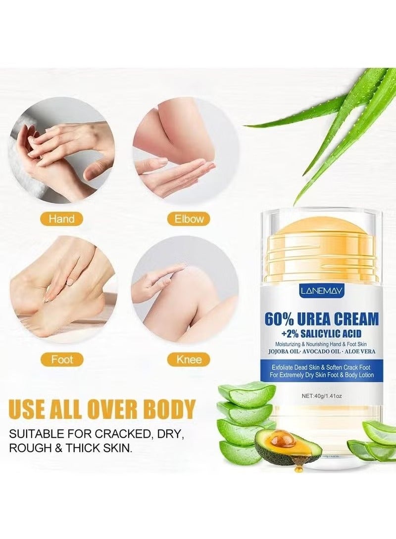 LANEMAY Hydrating Urea Foot & Hand Cream, 60% Urea with 2% Salicylic Acid for Dry Cracked Skin, Moisturizing Repair Lotion for Feet, Elbows, Knees, and Hands, Non-Greasy, Fast Absorbing, Daily Care Cream - Image 3