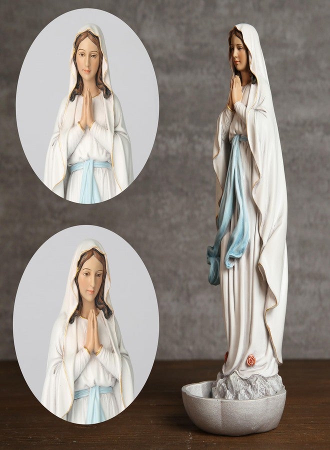 BC BUILDCLASSIC BC Catholic Our Lady of Lourdes Statue, Blessed Virgin Mary Figure, Tabletop Rosary Holder, Holy Water Font, Religious Gift, 10” H Classical Renaissance Sculpture Hand Painted by Buildclassic - Image 3