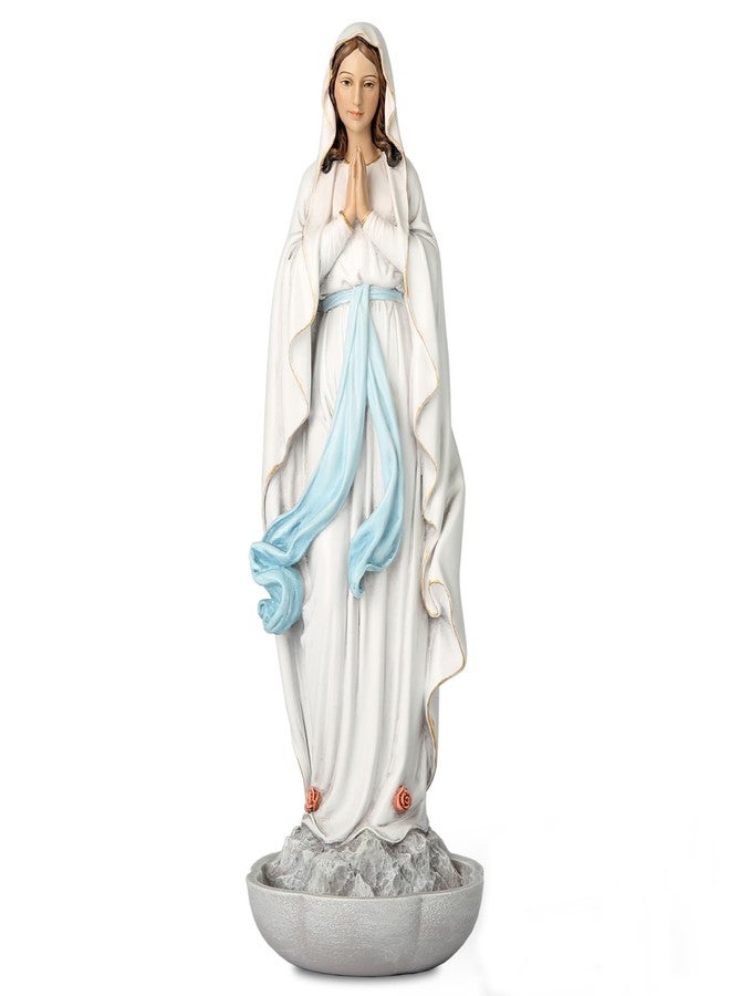 BC BUILDCLASSIC BC Catholic Our Lady of Lourdes Statue, Blessed Virgin Mary Figure, Tabletop Rosary Holder, Holy Water Font, Religious Gift, 10” H Classical Renaissance Sculpture Hand Painted by Buildclassic - Image 1
