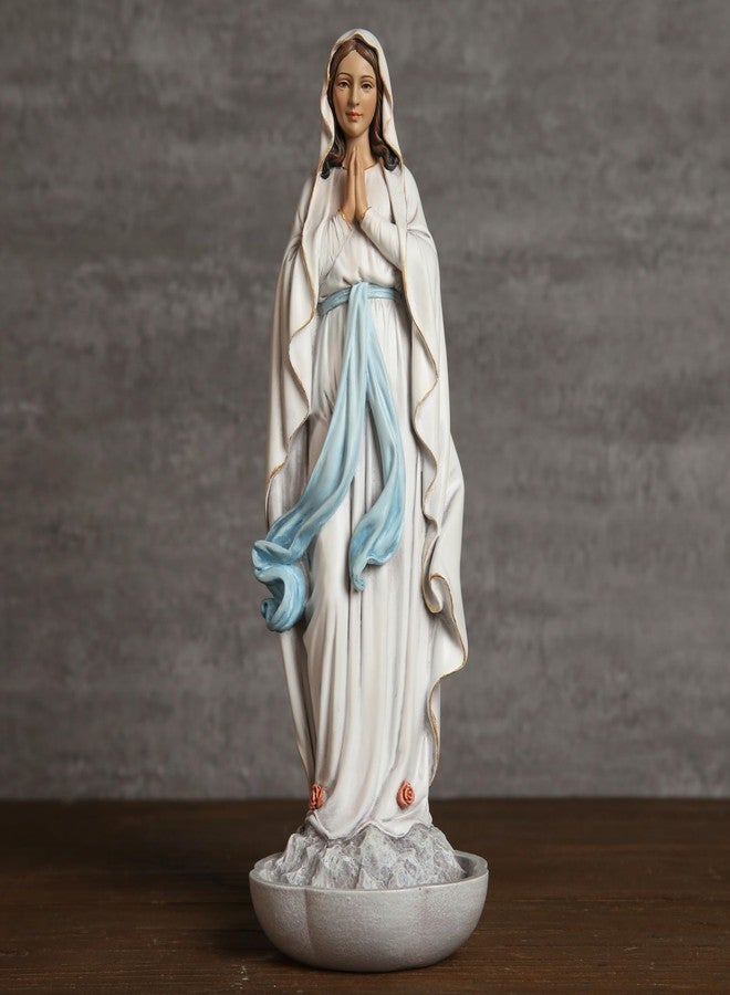 BC BUILDCLASSIC BC Catholic Our Lady of Lourdes Statue, Blessed Virgin Mary Figure, Tabletop Rosary Holder, Holy Water Font, Religious Gift, 10” H Classical Renaissance Sculpture Hand Painted by Buildclassic - Image 2