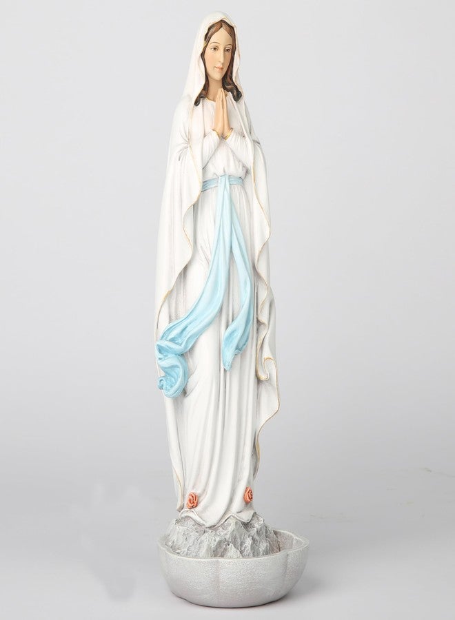 BC BUILDCLASSIC BC Catholic Our Lady of Lourdes Statue, Blessed Virgin Mary Figure, Tabletop Rosary Holder, Holy Water Font, Religious Gift, 10” H Classical Renaissance Sculpture Hand Painted by Buildclassic - Image 4