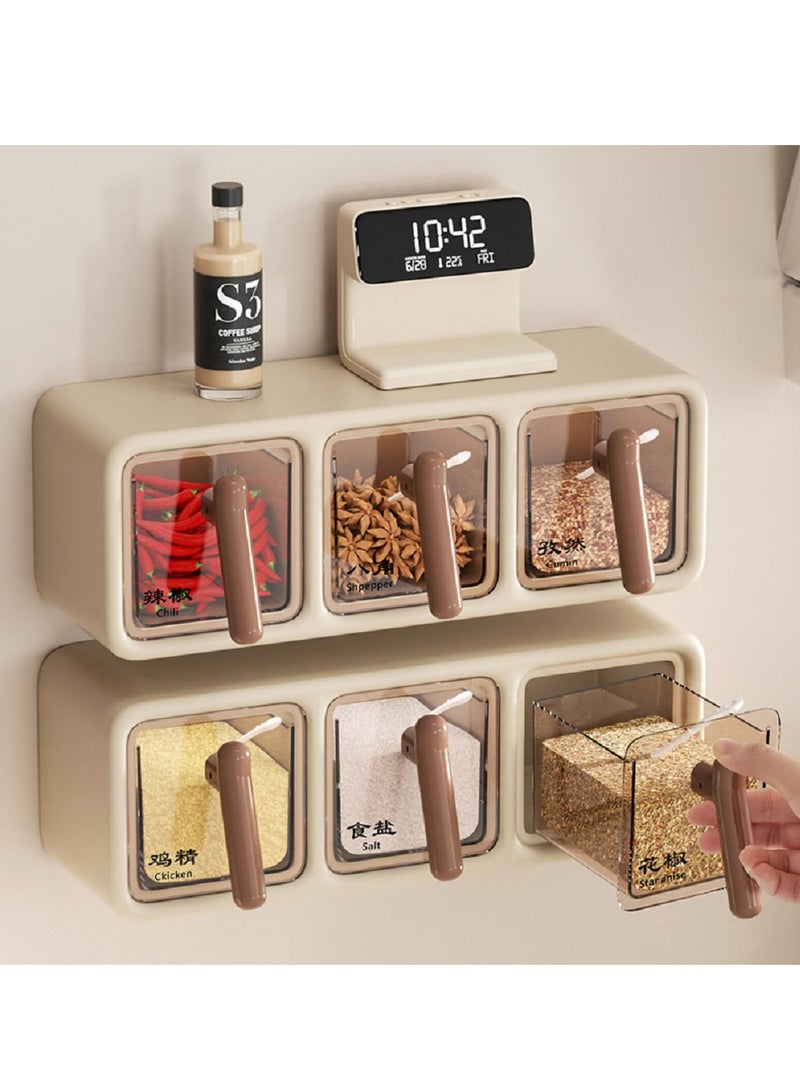 McDou MarlaMall Wall Mounted Spice Organizer Adhesive Spice Rack 3 Compartment Large Capacity Cabinet Kitchen Spice Container - Image 1