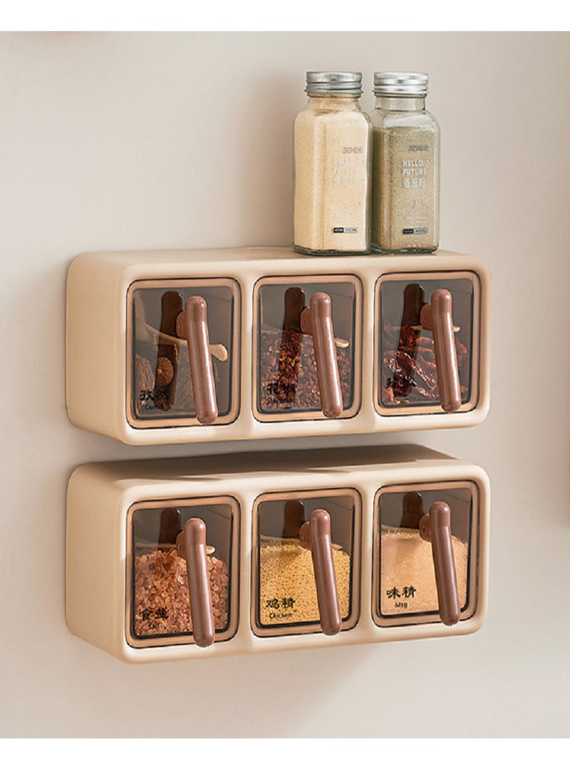 McDou MarlaMall Wall Mounted Spice Organizer Adhesive Spice Rack 3 Compartment Large Capacity Cabinet Kitchen Spice Container - Image 5