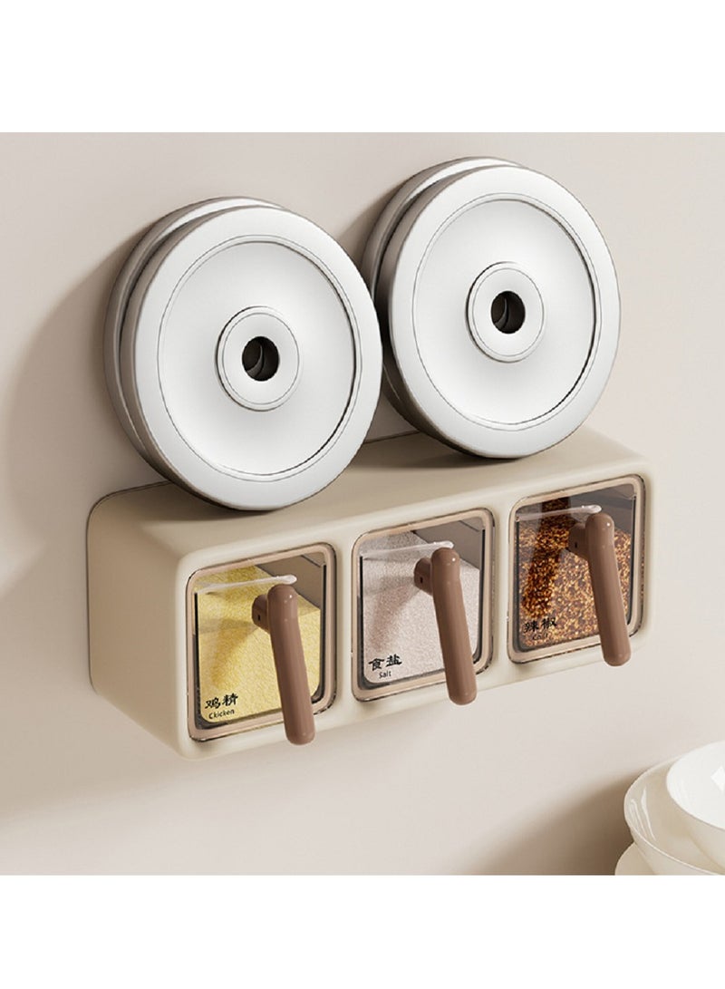 McDou MarlaMall Wall Mounted Spice Organizer Adhesive Spice Rack 3 Compartment Large Capacity Cabinet Kitchen Spice Container - Image 4