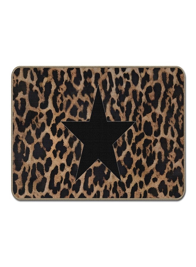 GTYNU Trendy Cheetah Star Welcome Door Mat, Funky Leopard Print Doormat for Indoor Outdoor Entrance Porch Front Door,Cheetah Bathroom Mat for Home Decor, 17x30 Inch - Image 1