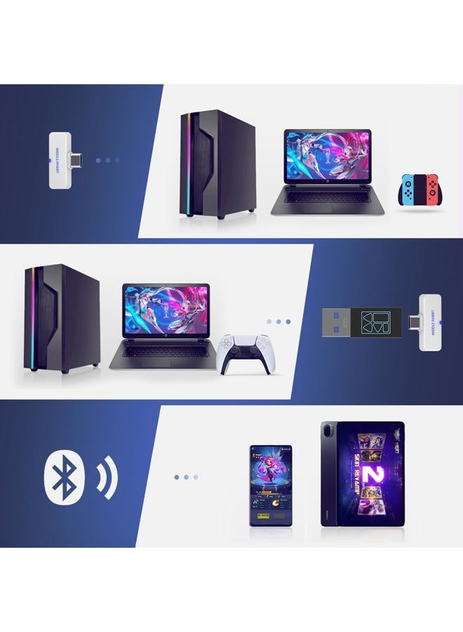 Middle Rabbit SW4 White Wireless Gaming Headset for PC Mobile PS4 PS5 Switch, Headphones with 2.4G Dongle & Bluetooth 5.2, 30ms Low Latency with Built-in Microphone Earbuds - Image 5