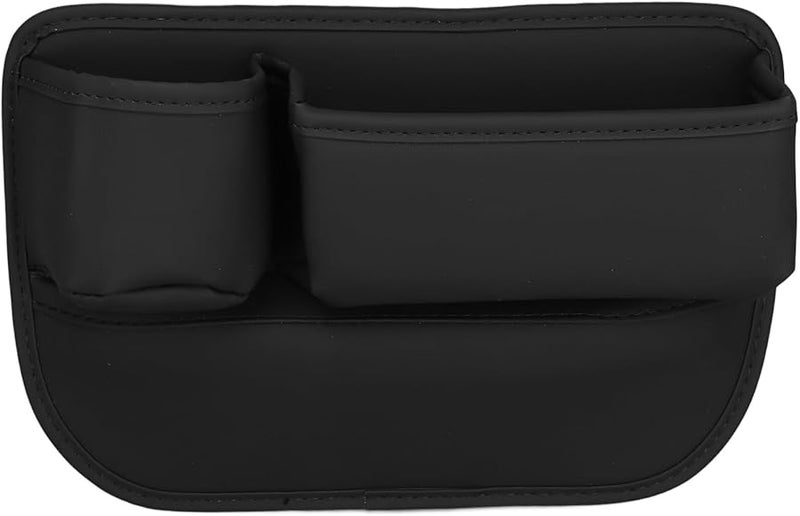 Multifunctional PU Leather Car Seat Organizer with Phone Cup Holder ABS Plastic Frame Black - Image 2