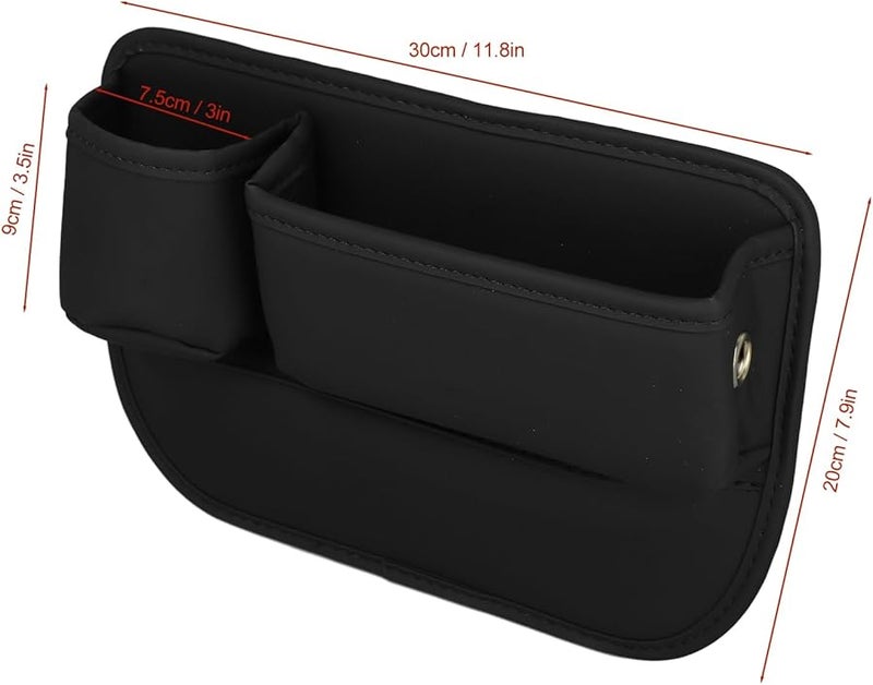 Multifunctional PU Leather Car Seat Organizer with Phone Cup Holder ABS Plastic Frame Black - Image 5