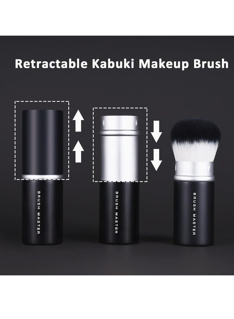 Brush Master Retractable Kabuki Makeup Brush for Blush, Bronzer, Foundation, Powder, Travel Face Cosmetic Brush - Image 3