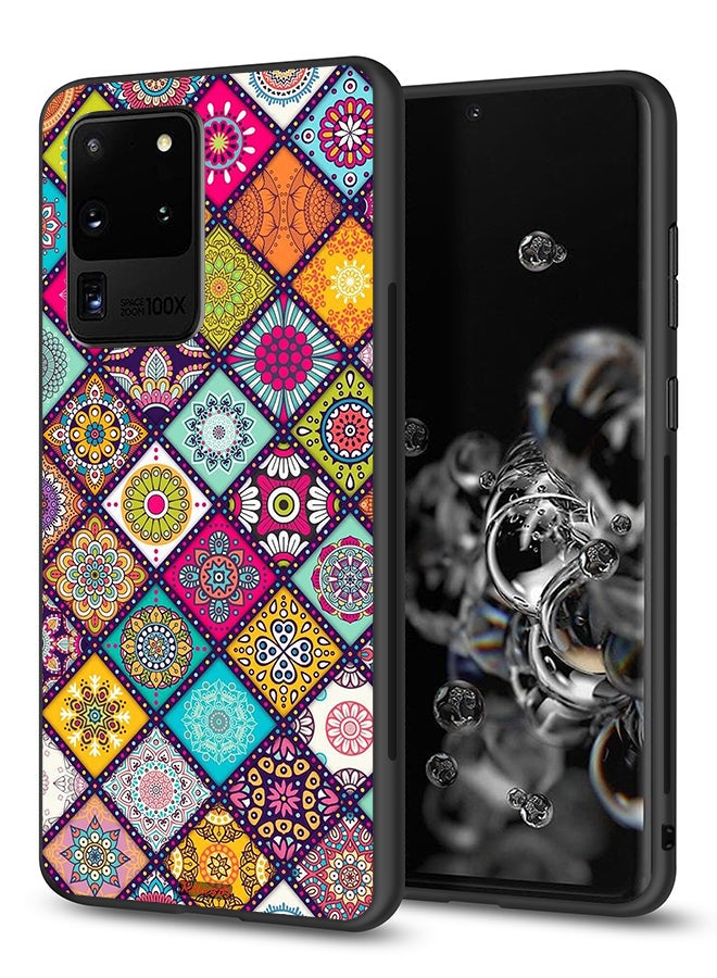 Tolwak Samsung Galaxy S20 Ultra Protective Case Cover Mandala Squares Pattern - Image 1