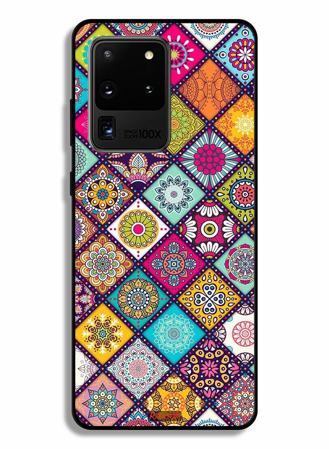 Tolwak Samsung Galaxy S20 Ultra Protective Case Cover Mandala Squares Pattern - Image 2