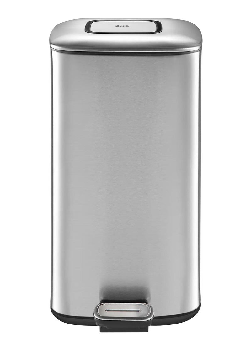 EKO REGENT SERIES | Brushed Stainless Steel Finish | Soft-Closing | Fingerprint-Resistant | Pedal Trash & Garbage Bin | Multiple Sizes ( 6 - 32 Liters ) & Colors  | 32 Liters | Metallic Grey  - Image 1