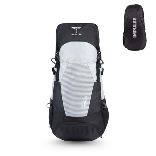 Impulse Urban Trek 75L Travel bag with Rain Cover|Water Resistant|Padded Adjustable Shoulder Straps & Waist Belt | Ideal for Hiking, Camping & Travel Rucksack Backpack- Silver |1 Year Warranty - Image 1