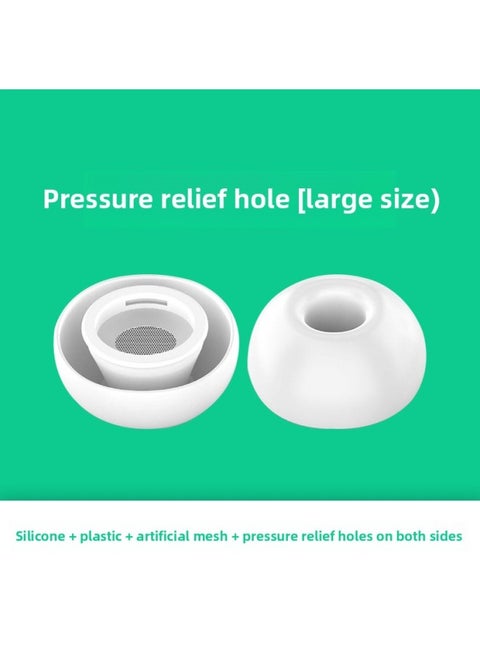 Applicable For Airpods Pro 2nd Generation Silicone Ear Caps Third Generation Bluetooth Headset Noise Reduction Earplugs Small-Color:Pressure Relief Hole [large] White