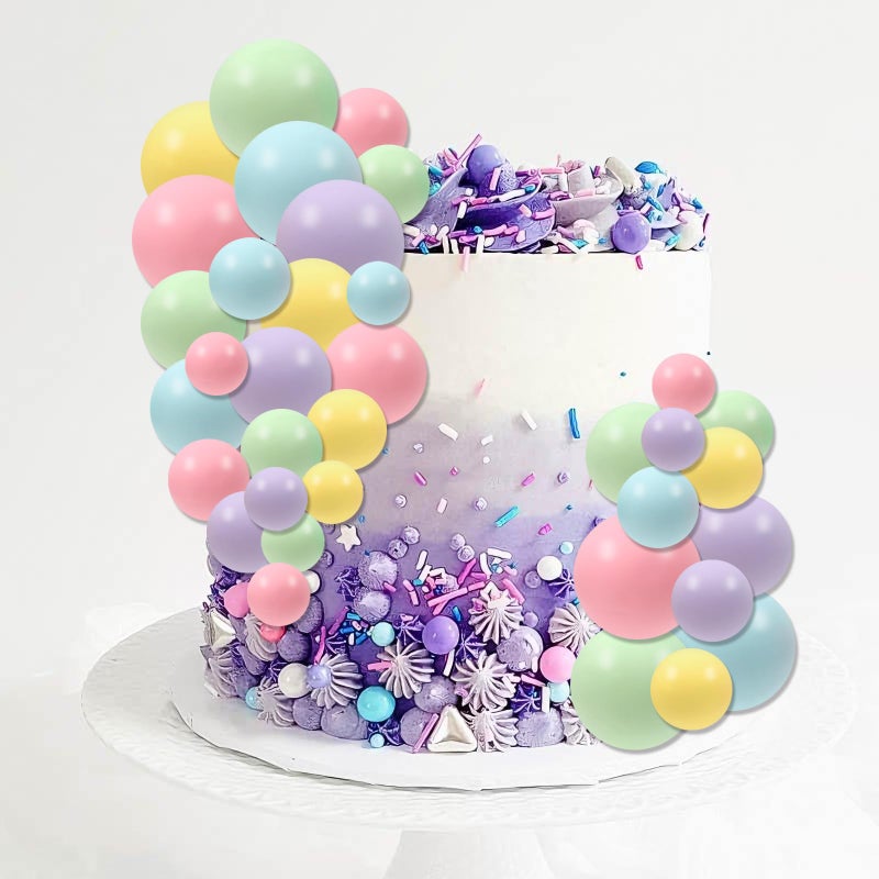 Goensjt 30 PCS Balls Cake Topper DIY Cake Insert Toppers Ball Cake Picks Cupcake Topper for Birthday Party Baby Shower Wedding Cake Decoration(Colorful) - Image 3
