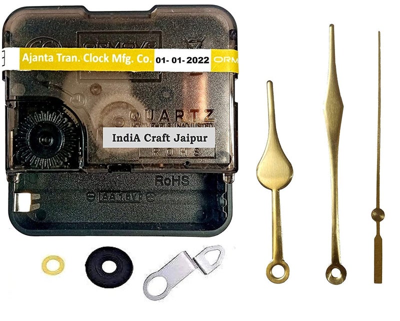 IndiA Craft Jaipur Ajanta Mfg. Quartz Plastic Ticking Movement Machine for Wall Clock (Needle Color - Gold) - Image 1