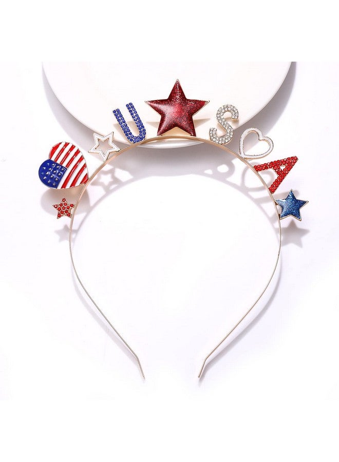 MOLOCH 4Th Of July Headband Sparkle Rhinestone American Flag Usa Heart Headbands For Women Red White Blue Headpiece Independence Day Hair Accessories Party Decoration (Usa) - Image 2