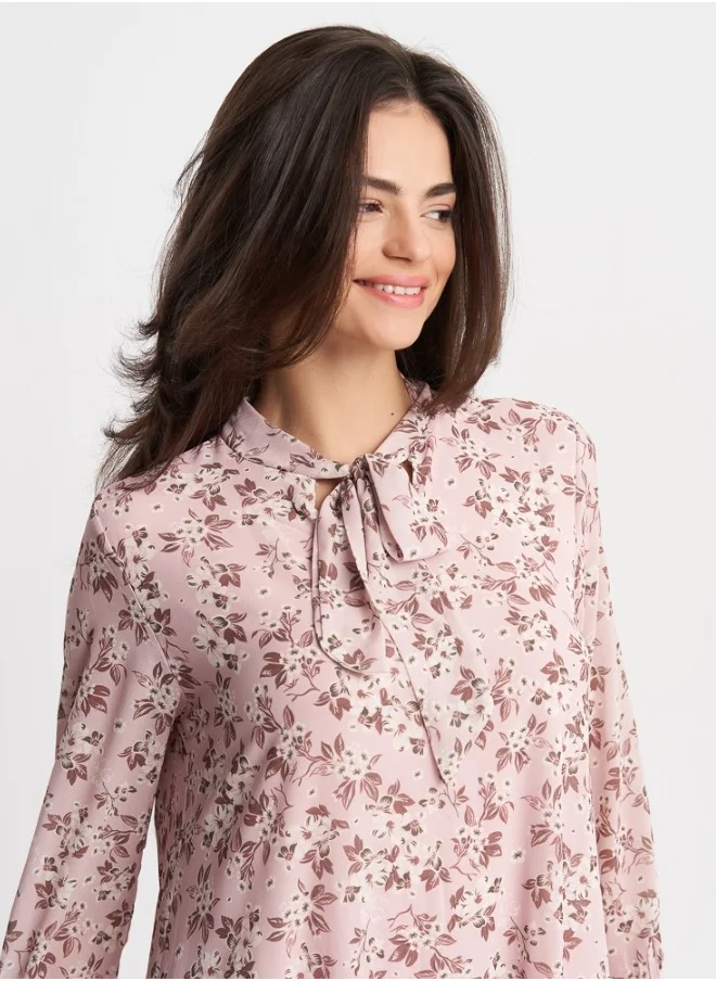 ZABAIONE Women's Pink Floral Ruffle Hem Dress