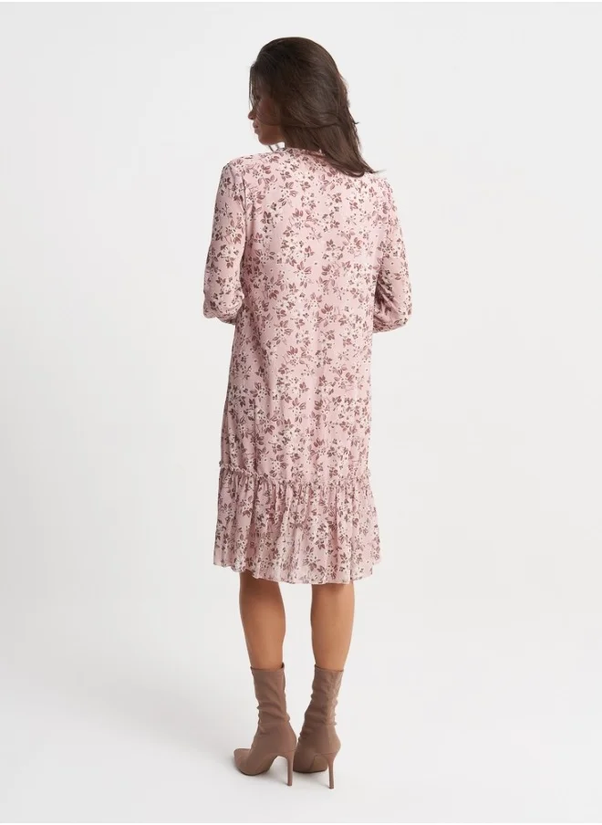 ZABAIONE Women's Pink Floral Ruffle Hem Dress