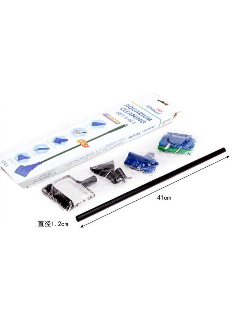 Aquarium Cleaning Tools, Fish Tank Cleaner Kit with Adjustable Long Handle, 5 in 1 Set Including Fish Net, Algae Scrape - Image 5