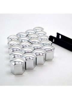 Universal 17mm 19mm 21mm Car Wheel Nut Caps Hub Covers T54 [Bags] 19mm Electroplated silver 20 Pack 1 Black Clip