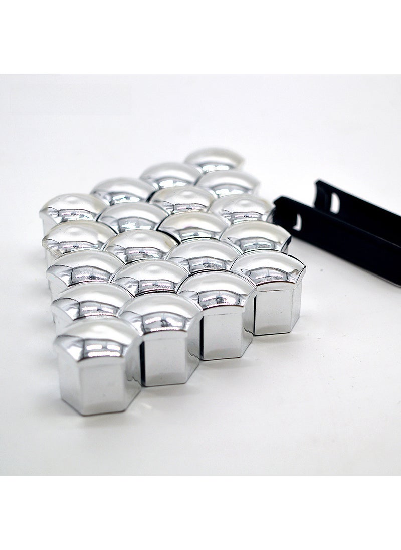 Generic - Universal 17mm 19mm 21mm Car Wheel Nut Caps Hub Covers T54 [Bags] 19mm Electroplated silver 20 Pack 1 Black Clip - Image 1