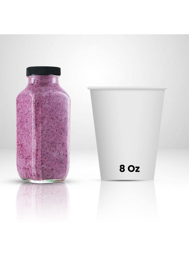 DilaBee 12-Pack Glass Juice Bottles with Lids, 8oz Glass Bottles with Lids for Juice, Smoothie, Water, Milk & Kombucha, Reusable Glass Bottles for Juicing - Bulk Glass Water Bottles with Caps BPA-Free - Image 2