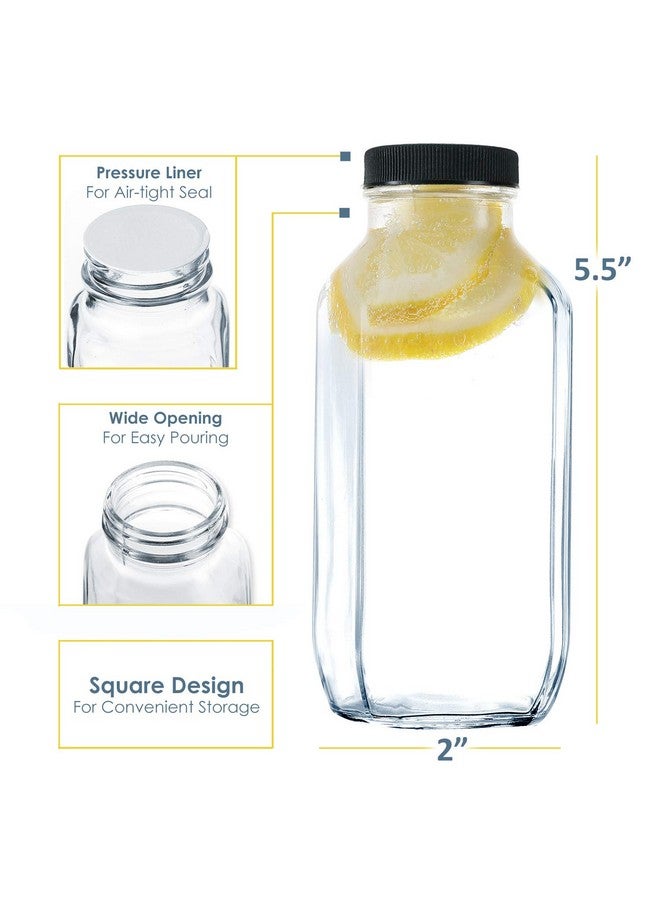 DilaBee 12-Pack Glass Juice Bottles with Lids, 8oz Glass Bottles with Lids for Juice, Smoothie, Water, Milk & Kombucha, Reusable Glass Bottles for Juicing - Bulk Glass Water Bottles with Caps BPA-Free - Image 1