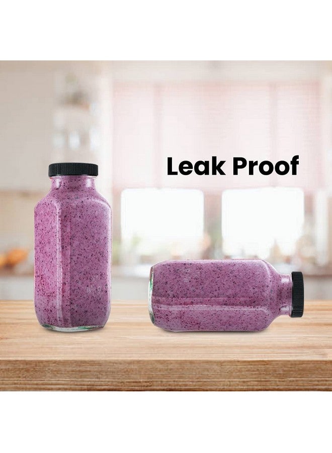 DilaBee 12-Pack Glass Juice Bottles with Lids, 8oz Glass Bottles with Lids for Juice, Smoothie, Water, Milk & Kombucha, Reusable Glass Bottles for Juicing - Bulk Glass Water Bottles with Caps BPA-Free - Image 4