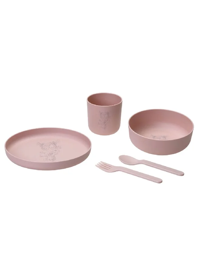 PARFAIT 5-Piece My Lovely Cat Printed Kids Dining Set Pink 9.5 x 18 x 18 cm L-PLA5001-P