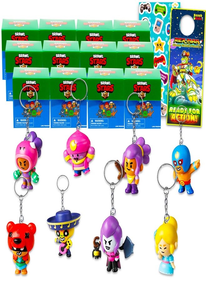 Brawl Stars Blind Bags Party Favors Set - Bundle with 12 Brawl Stars Bag Hangers Surprise Keychain Mystery Figures, Stickers | Brawl Stars Bag Clips for Kids, Boys, Girls - Image 1