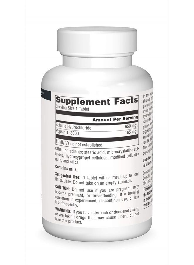 Source Naturals مصدر حمض الهيدروكلوريك بيتاين هيدروكلوريك 650 مجم - 180 قرص - Image 3