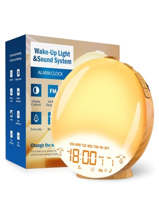 Sunrise Alarm Clock Wake Up Light with Gradually Fading-in Sunrise and Sunset Simulation, FM Radio, Dual Alarms, 7 Natural Sounds, 9 Colors (Wood Grain) - pzsku/Z0B82CC7A58634550191BZ/45/_/1655716627/8553ba84-4cd9-4771-8d97-26e7b5f55e99