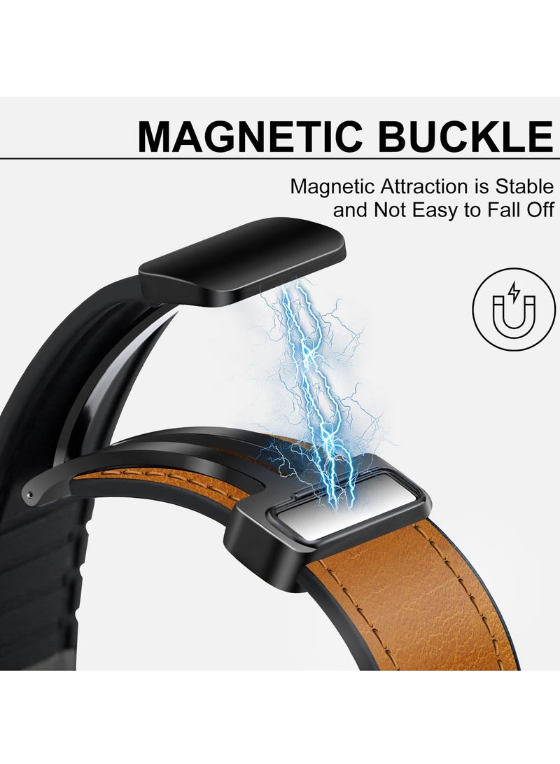 SYOSI Leather Watch Band Compatible with Apple Watch 49mm, 45mm, 44mm, 42mm, Genuine Leather Strap with Magnetic Buckle for Apple Watch Ultra/Ultra 2 Series, Classic Brown - Image 4