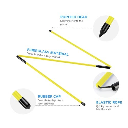 Golfoy Basics Foldable Training Alignment Sticks, 2 Pack Collapsible Practice Sticks for Aiming, Putting, Full Swing Trainer, Posture Corrector with Clear Tube Case, Golf Training Equipment (Yellow) - Image 2