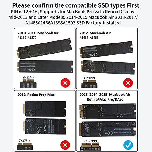 FREEGENE ACASIS USB C 3.2 SSD Enclosure for Apple SSD 12+16 PIN MacBook Pro,MacBook Air, Mac Pro, iMac from 2013 to 2017 A1465 A1466 A1502 SSD，MacBook SSD Enclosure with M.2 NVMe Adapter - Image 4