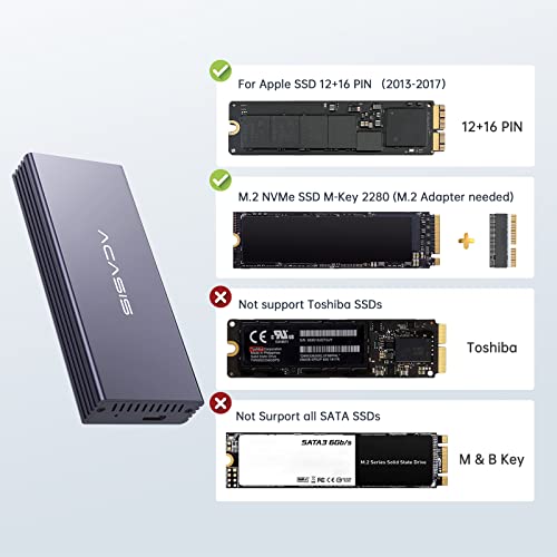 FREEGENE ACASIS USB C 3.2 SSD Enclosure for Apple SSD 12+16 PIN MacBook Pro,MacBook Air, Mac Pro, iMac from 2013 to 2017 A1465 A1466 A1502 SSD，MacBook SSD Enclosure with M.2 NVMe Adapter - Image 3