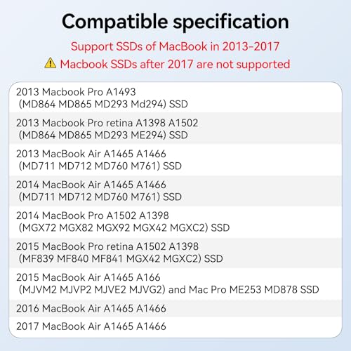 FREEGENE ACASIS USB C 3.2 SSD Enclosure for Apple SSD 12+16 PIN MacBook Pro,MacBook Air, Mac Pro, iMac from 2013 to 2017 A1465 A1466 A1502 SSD，MacBook SSD Enclosure with M.2 NVMe Adapter - Image 2
