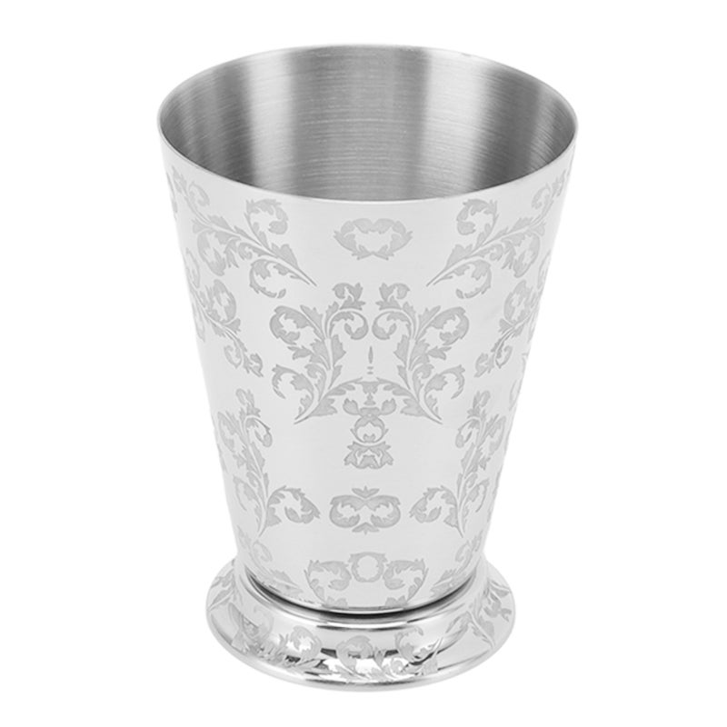 Cocktail Drinking Cup 304 Stainless Steel Silver Finish Moscow Mule Mug for Bars Home Leaf Pattern Carving - Image 1