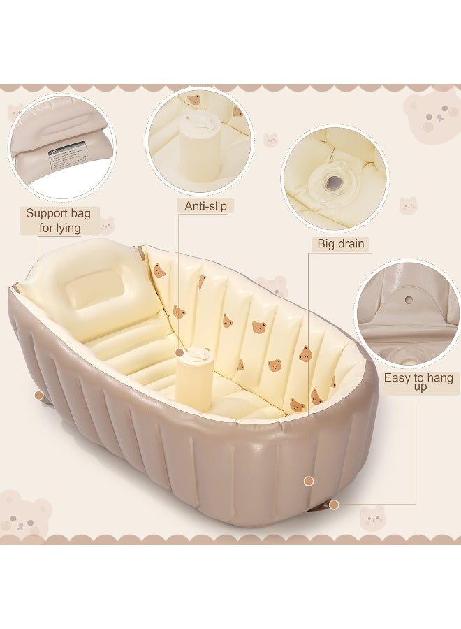 MINK Inflatable Bathtub for Toddlers - Portable Baby Tub with Built-in Air Pump - Collapsible Design for Easy Storage - Perfect for Newborns to Infants - Image 2