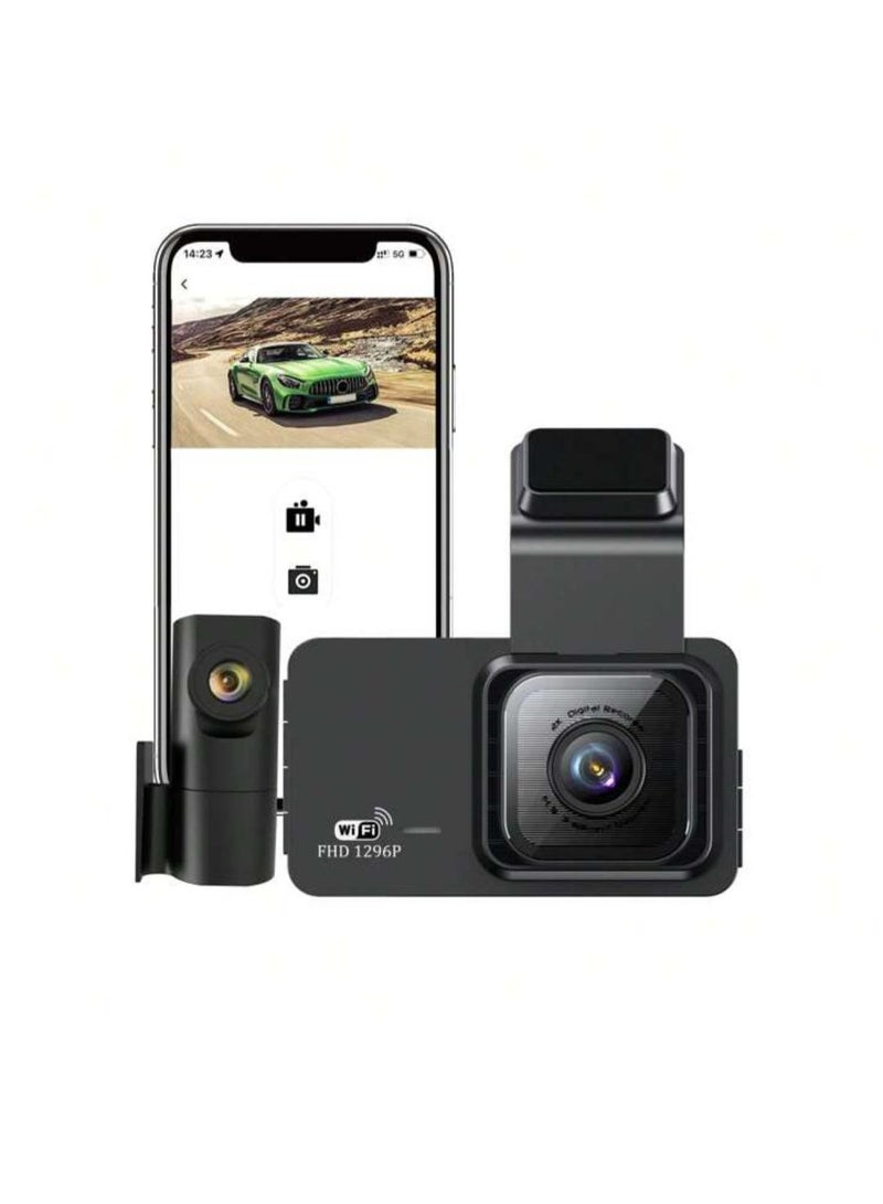 داش كام  أمامية وخلفية داش كام كاميرا للسياره كاميرا داش كام للرؤية الليلية للسيارات 1296P - Image 1