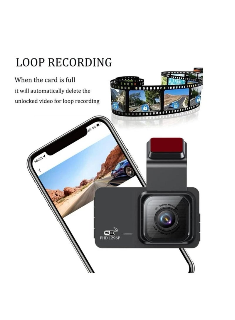 داش كام  أمامية وخلفية داش كام كاميرا للسياره كاميرا داش كام للرؤية الليلية للسيارات 1296P - Image 3