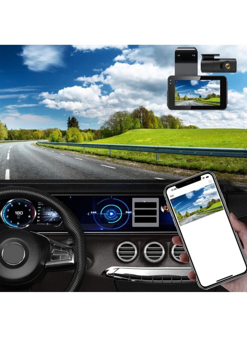 داش كام  أمامية وخلفية داش كام كاميرا للسياره كاميرا داش كام للرؤية الليلية للسيارات 1296P - Image 2