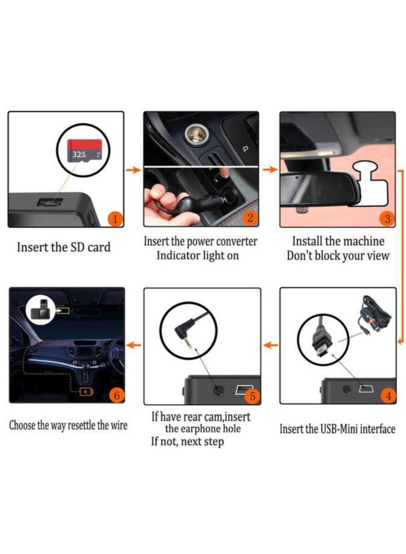 داش كام  أمامية وخلفية داش كام كاميرا للسياره كاميرا داش كام للرؤية الليلية للسيارات 1296P - Image 5