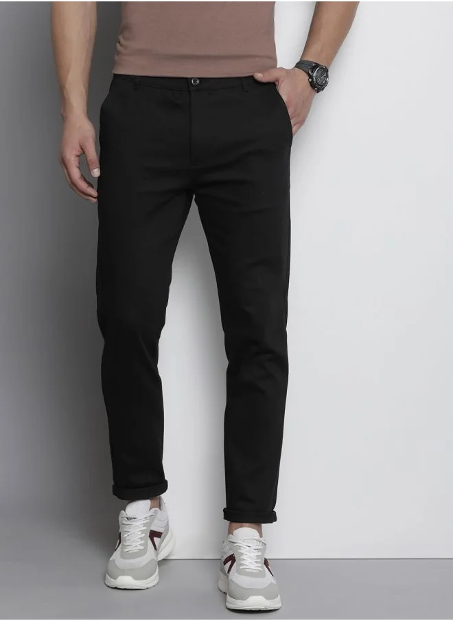 شركة المرآب الهندية Men Slim Fit Solid Mid-Rise Stretchable Chinos